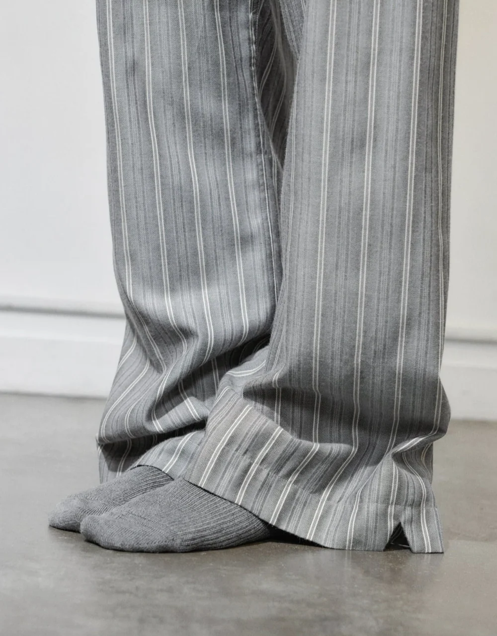 La Boxer Alta Pant in Grey Stripe Cotton Flannel - Image 3