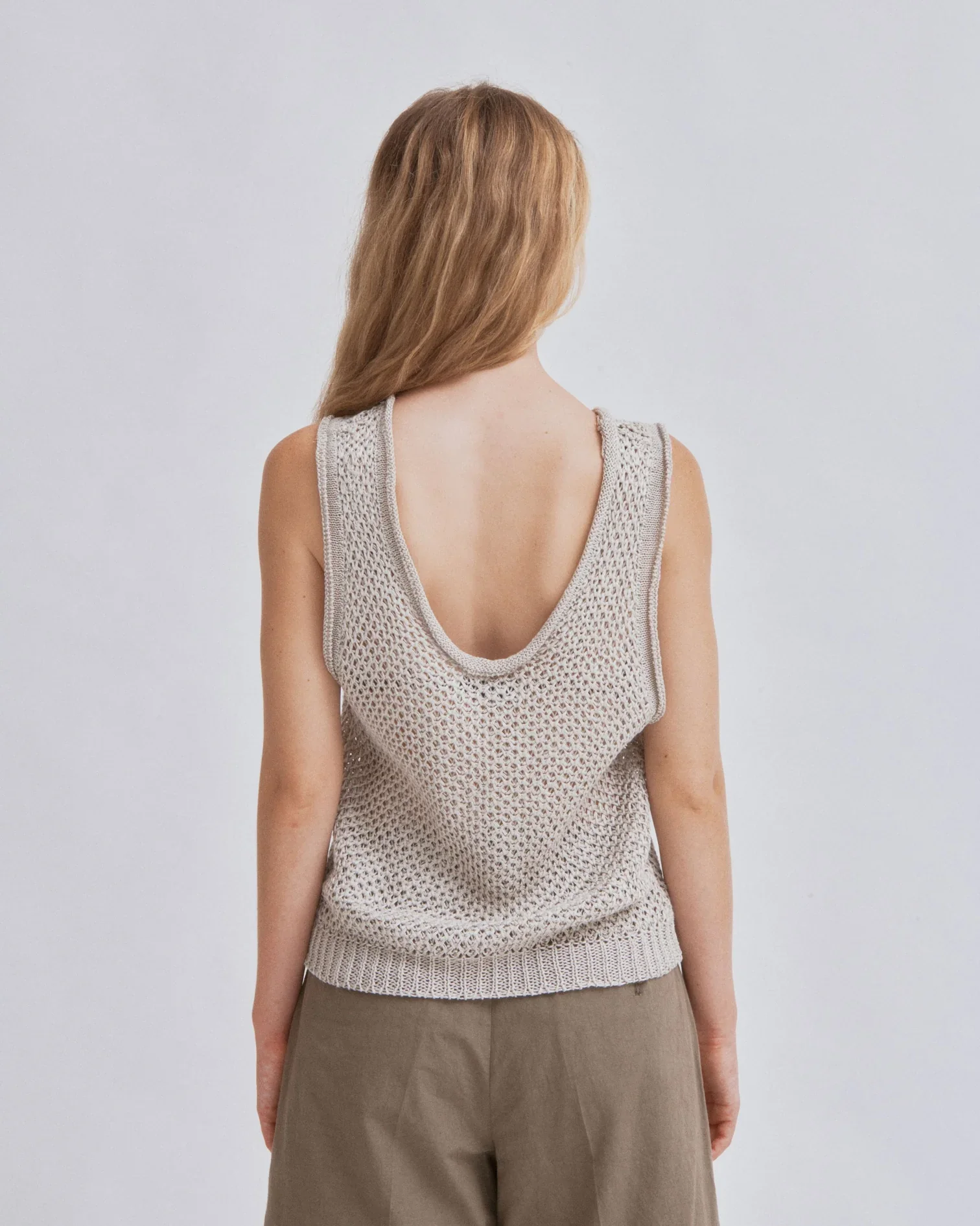 Linen Knit Tank in Sand - Image 4